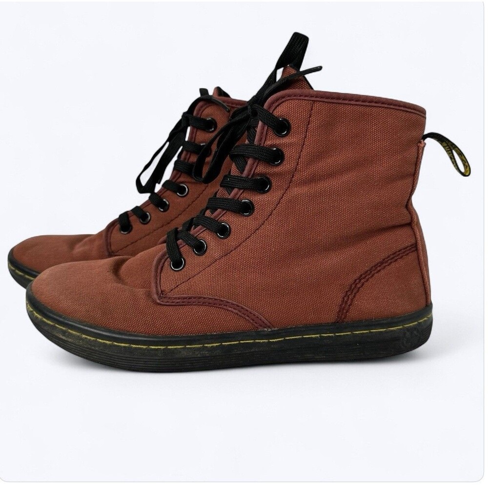 Dr Doc‎ Martens Shoreditch Boots Womens Sz 6 Maroon Red Canvas Combat Grunge